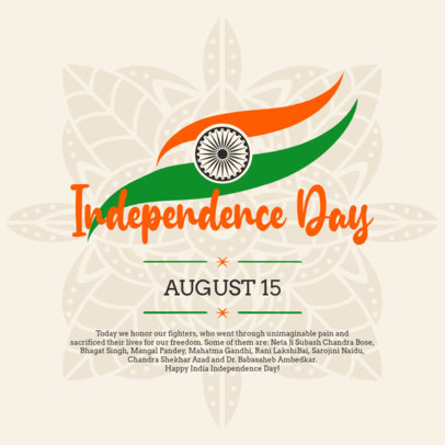 Instagram Post Template to Commemorate India's Independence Day 5292b-el1