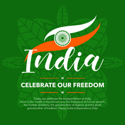 Instagram Post Creator Featuring a Celebratory Quote for India's Independence Day 5292c-el1