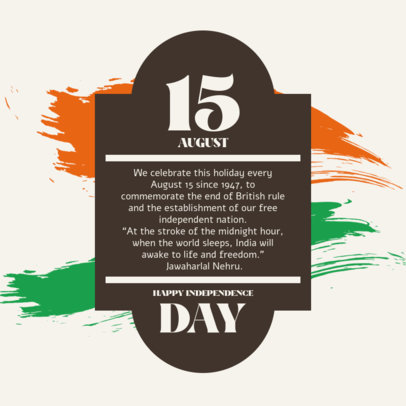 Commemorative Instagram Post Template for India's Independence Day 5290c-el1