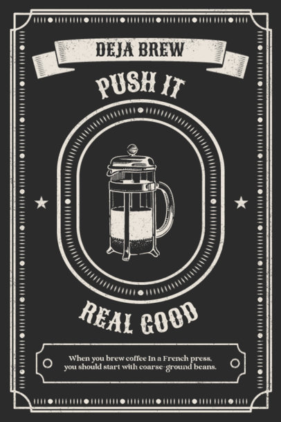 Coffee Shop Poster Template With a French Press