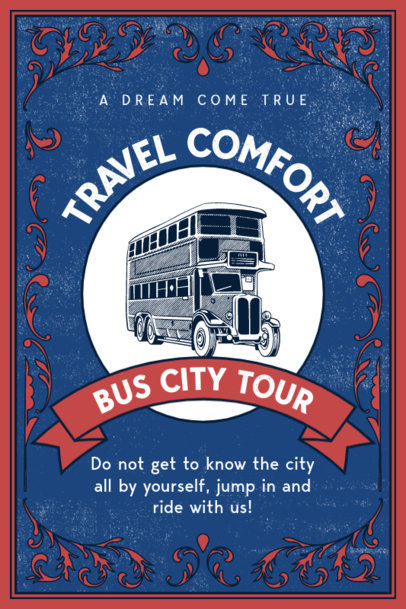 Poster Maker to Promote a Travel Tour Featuring a Bus Graphic