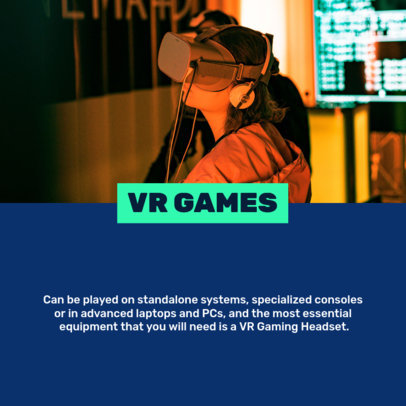 Instagram Post Design Template Featuring Ways to Enjoy VR Games
