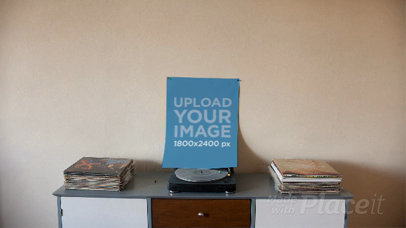 Empowered Poster Climbing to a Wall in Stop Motion Inside a Room 