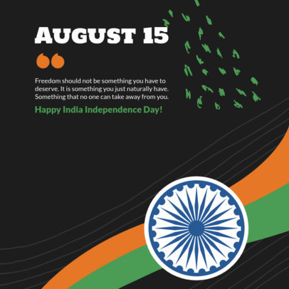 Instagram Post Design Template with an India’s Independence Day Theme and a Quote on Freedom 5291e-el1