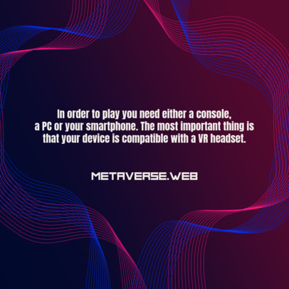 Instagram Post Generator with Virtual Reality Tips for Gaming Beginners