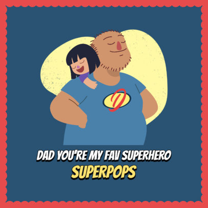Instagram Post Maker Featuring a Sweet Father’s Day Illustration