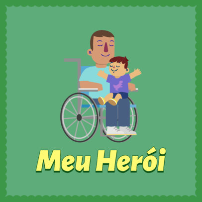 Instagram Post Creator Featuring an Illustration of a Happy Father and His Son 4705g