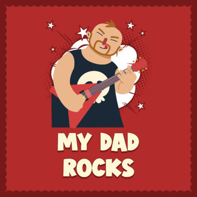 Father’s Day-Themed Instagram Post Generator Featuring a Rocker Dad Playing the Guitar 4705i