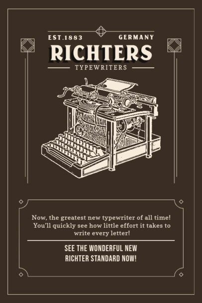 Poster Template Featuring a Vintage Theme and a Typewriter Illustration 