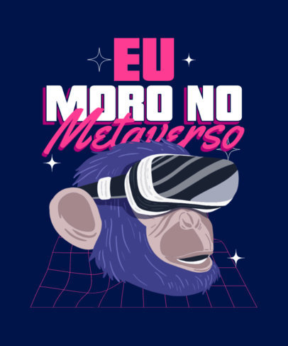 T-Shirt Design Template Featuring an Ape with a Virtual Reality Headset