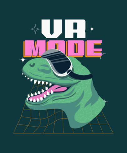 T-Shirt Design Generator Featuring an Illustrated Dinosaur with a VR Headset