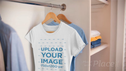 Round Neck T-Shirt Video of a Woman's Tee Hanging in a Closet