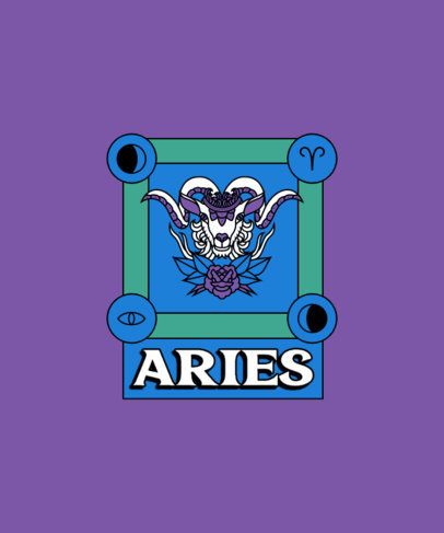 T-Shirt Design Template with an Aries Astrological Sign