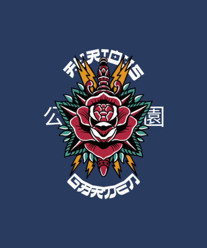 T-Shirt Design Maker Featuring a Tattoo-Inspired Rose Illustration