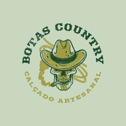 Logo Maker for a Country Footwear Shop Featuring a Cowboy Skull Graphic