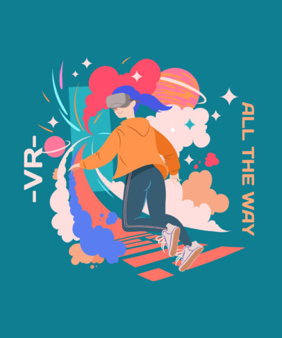 Illustrated T-Shirt Design Creator Featuring a Character With VR Glasses