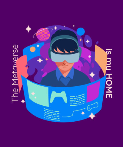 Futuristic T-Shirt Design Template Featuring Character With a VR Headset