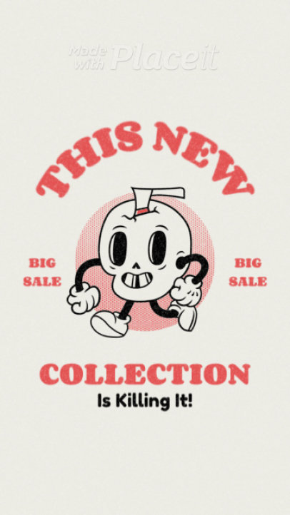 Instagram Story Video Maker Featuring an Animated Retro Cartoon for a Sale Promo 5195