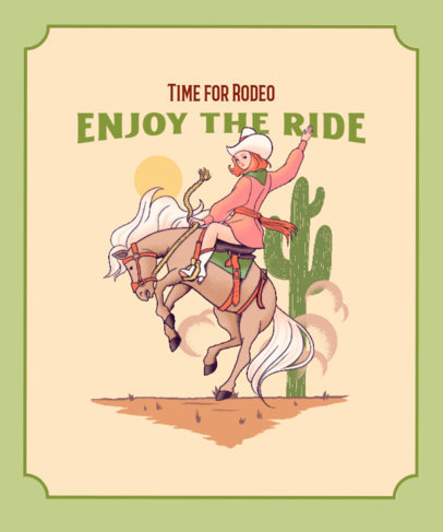 Western-Themed T-Shirt Design Creator Featuring an Illustrated Cowboy Riding a Horse