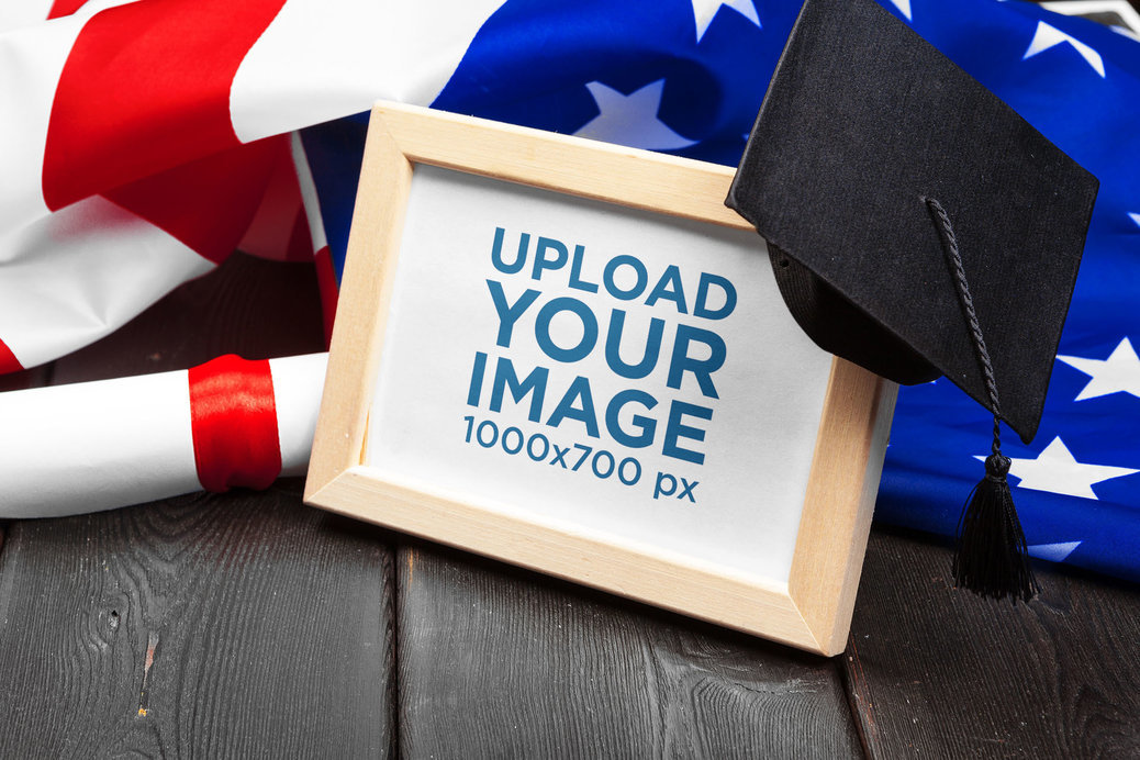 Graduation-Themed Mockup Featuring a Framed Art Print