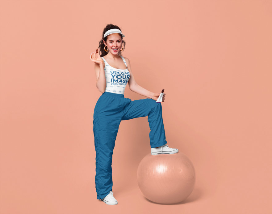 Sublimated Tank Top Mockup of a Woman Wearing Retro Activewear