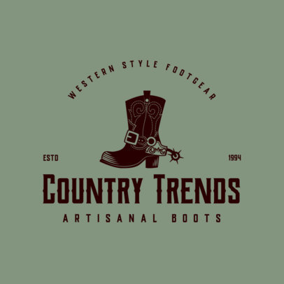 Country-Styled Logo Template for a Western Footgear Business