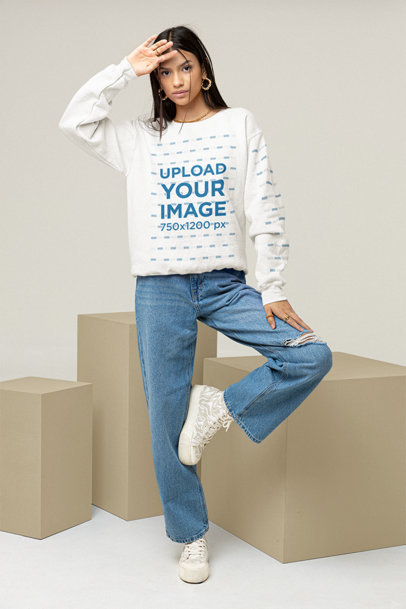 Sweatshirt Mockup Featuring a Woman Striking a Pose m26660