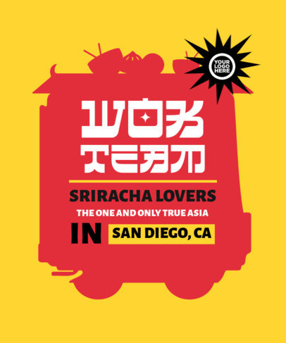 T-Shirt Design Creator for Sriracha Enthusiasts with a Food Truck Silhouette