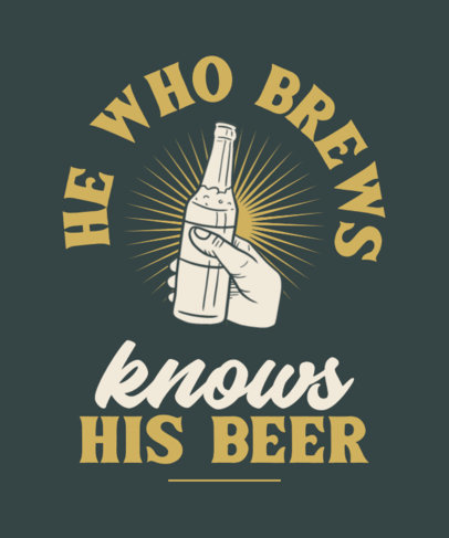 T-Shirt Design Template Featuring a Vintage Illustration of a Hand with a Beer