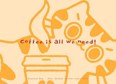 Illustrated Greeting Card Design Generator With a Cat and a Coffee Cup Graphic 5227a