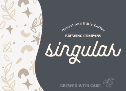 Greeting Card Design Template for a Coffee Shop With Botanic Icons 5226a