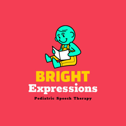 Therapy Logo Creator Featuring an Illustrated Kid Reading