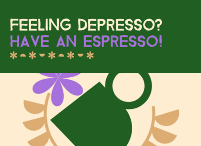 Illustrated Greeting Card Generator Featuring a Coffee Mug and a Flower 5225a