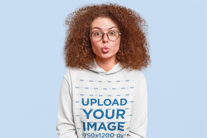 Pullover Hoodie Mockup Featuring a Woman Making a Duck Face m27429 r-el2