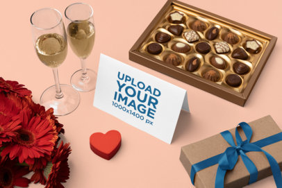 Mockup of a Greeting Card Placed in a Romantic Setting