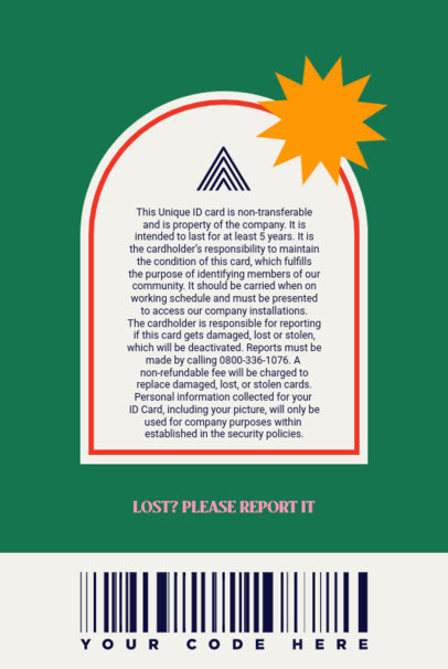 Back ID Card Creator Featuring a Code Bar and a Text 5339b-el1