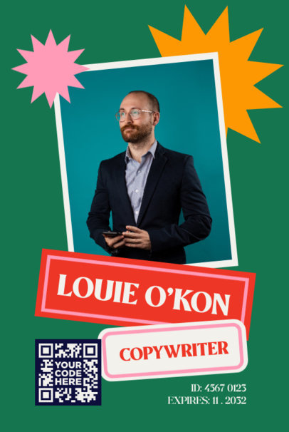 Front ID Card Creator for a Copywriter Position Featuring Colorful Figures 5339b-el1