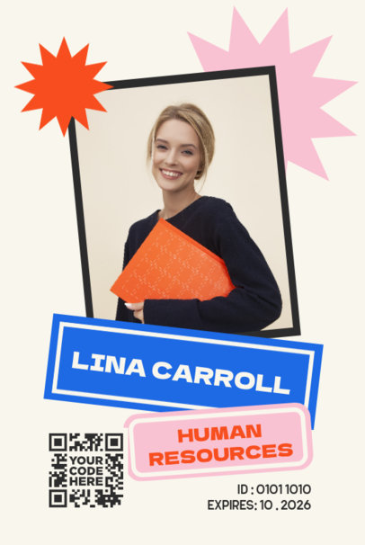 Front ID Card Template Featuring a Human Resources Position and a Photo 5339c-el1