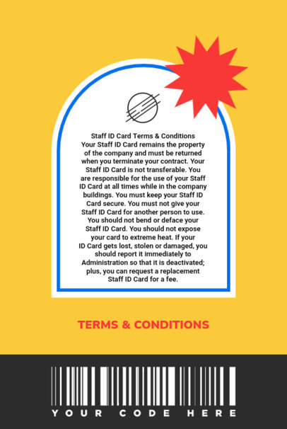 Back ID Card Generator Featuring a Text With Terms and Conditions and Simple Graphics 5339e-el1