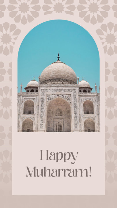 Instagram Story Template for a Happy Muharram Featuring a Mosque Picture