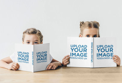 Mockup of Two Girls Holding Books Close To Their Faces m27559 r-el2