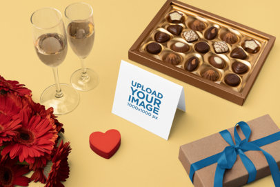 Mockup of a Greeting Card Placed Around Presents