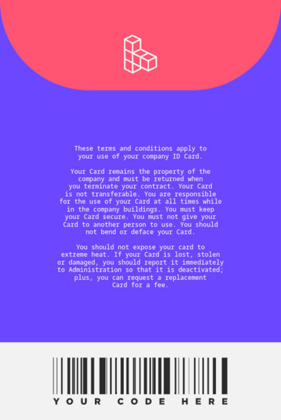 Back Company ID Card Creator Featuring a Terms and Conditions Text