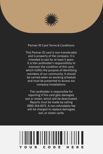 Back ID Card Maker Featuring a Text with Terms of Service