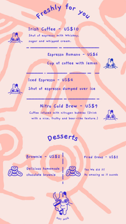 Coffee Menu Maker for Instagram Stories With Cute Bunny Graphics