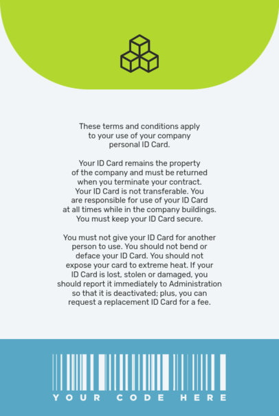 Back Staff ID Card Template Featuring Legal Agreements