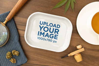 Rolling Tray Mockup Featuring a Minimalist Smoke-Sesh Setting m25436
