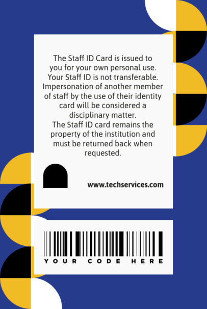 Back ID Card Template Featuring Colorful Shapes with a Bar Code
