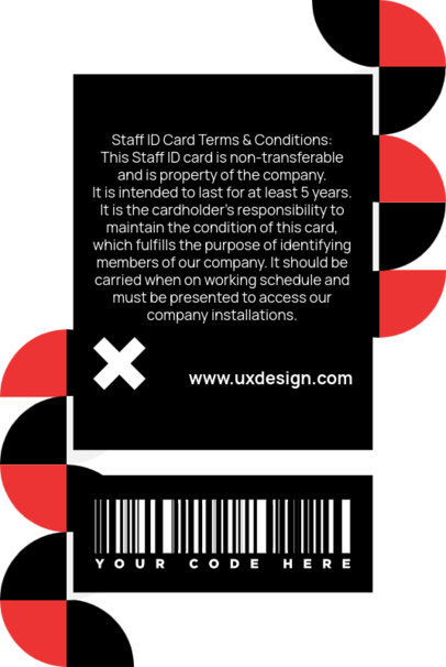Back Company Card Creator with a T&C Text and a Bar Code