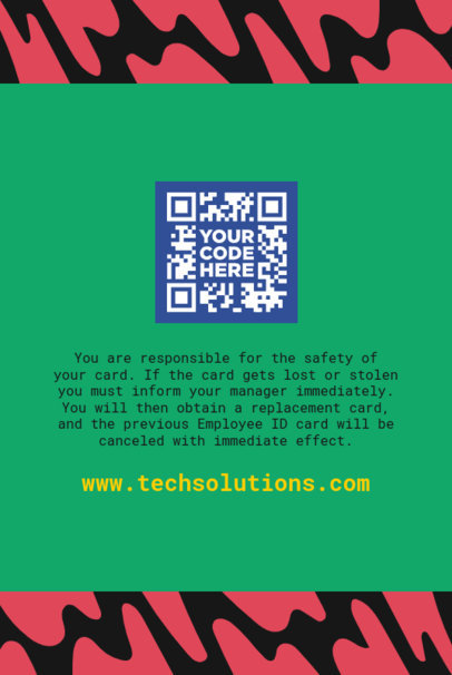 Back-View Staff ID Card Maker Featuring a QR and a Background Pattern